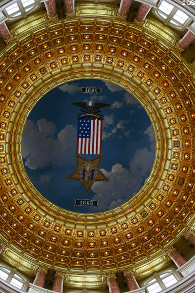 Detail of central dome interior in Iowa State Capitol. Des Moines, IA.