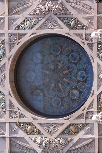 Rose Window exterior of Merchants' National Bank. Grinnell, IA.