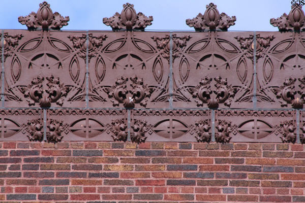 Roofline border & brickwork of Merchants' National Bank. Grinnell, IA.