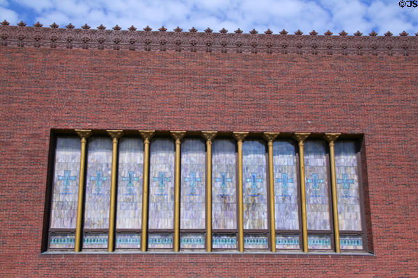 East side stained glass windows of Merchants' National Bank. Grinnell, IA.