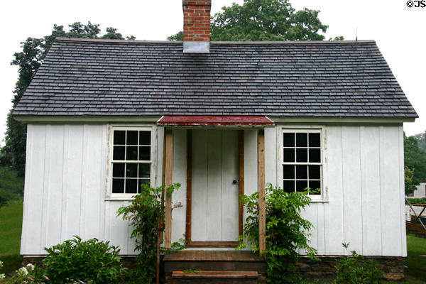 Herbert Hoover birthplace cottage (Aug. 10, 1874) was built 1871 by Jesse Hoover & his father Eli now on site run by National Park Service. West Branch, IA.