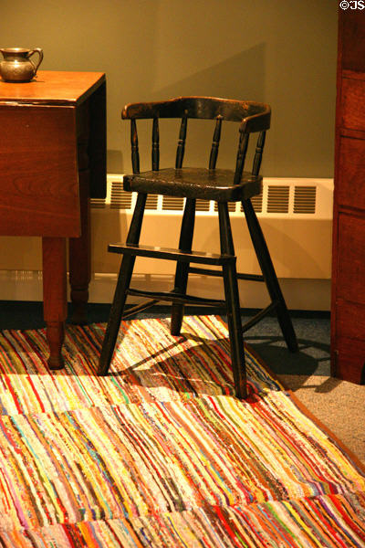 High chair perhaps used for Herbert Hoover displayed at Hoover National Historic Site. West Branch, IA.