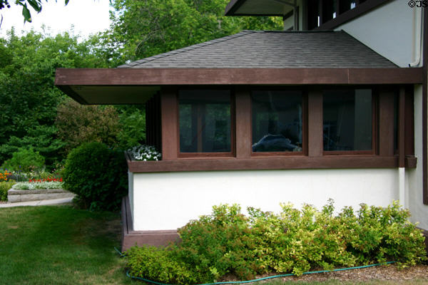 Stockman House sun room & garden. Mason City, IA.