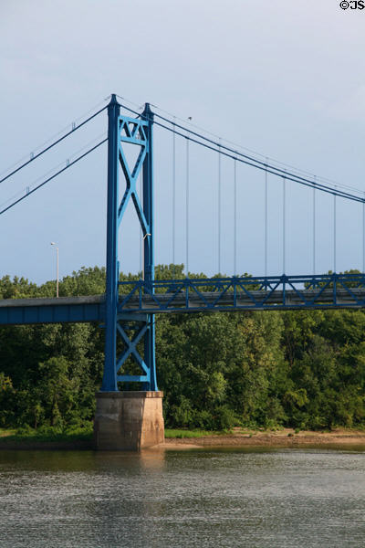 Suspension tower of US 30 (Clinton Rd) bridge over Mississippi River. Clinton, IA.