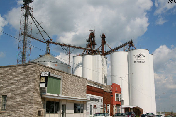 Village of Clarence with grain elevators. Clarence, IA.