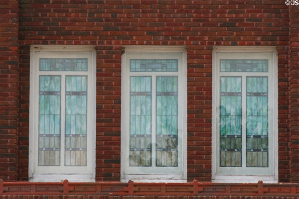 Windows of People's Savings Bank. Cedar Rapids, IA.