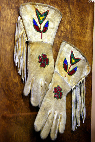 Beaded native gauntlets at Museum of Idaho. Idaho Falls, ID.