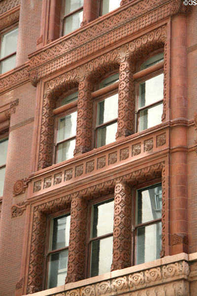 Carved stone details of Rookery Building. Chicago, IL.