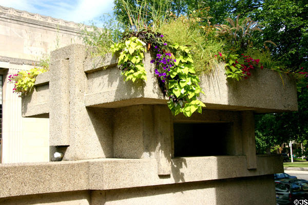 Planter opposite entrance of Unity Temple. Oak Park, IL.