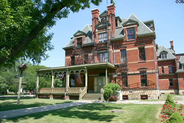 Side facade of Hotel Florence in Pullman Village. Chicago, IL.