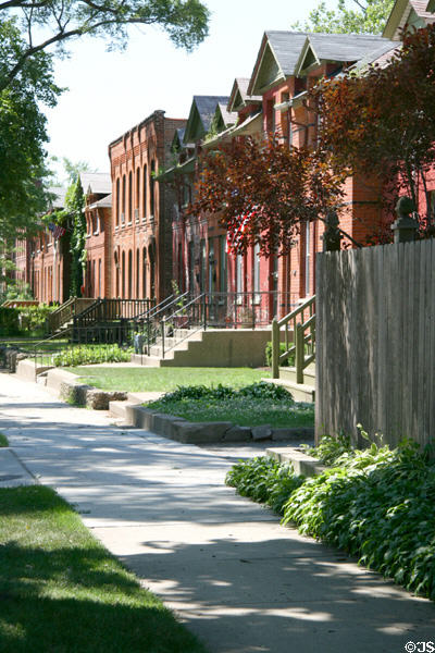Pullman Village streetscape along S. Champlain. Chicago, IL.