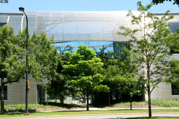 Facade details of Illinois Institute of Technology student residence hall. Chicago, IL.