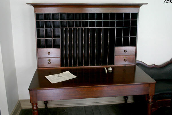 Desk used by Lincoln immediately after election to President in Lincoln-Herndon law office building. Springfield, IL.