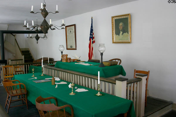 Courtroom restored to when Abraham Lincoln argued cases here in law office building. Springfield, IL.