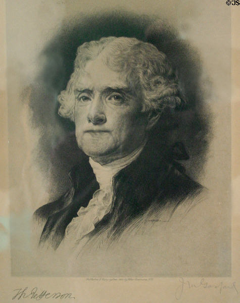 Engraving of Thomas Jefferson in Lincoln-Herndon law office building. Springfield, IL.