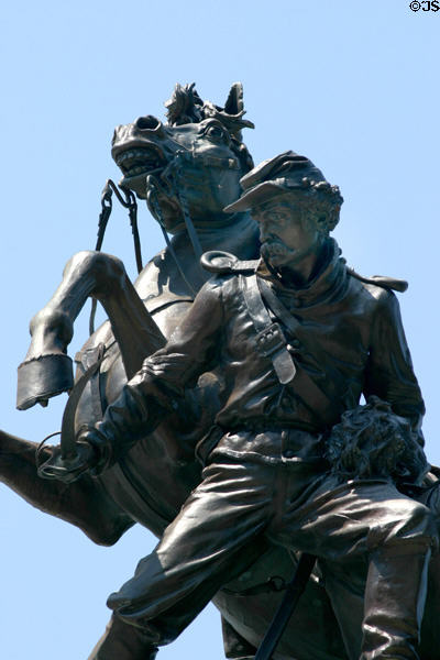 Civil War officer with horse on Lincoln's Tomb. Springfield, IL.