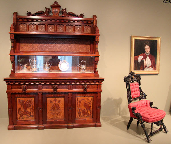 Inlaid sideboard 1870-80 by Daniel Pabst of Philadelphia, PA at Art Institute of Chicago. Chicago, IL.