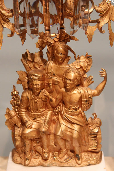 Gilt bronze "Last of the Mohicans" girandole (1848-51) shows Chief Chingachgook next to Natty Bumppo at Art Institute of Chicago. Chicago, IL.