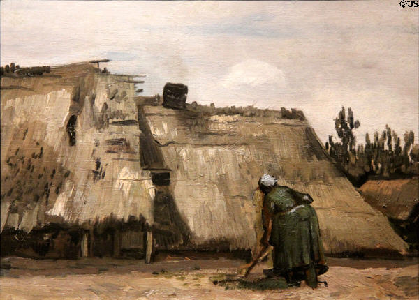 Peasant Woman Digging in Front of Her Cottage painting (c1885) by Vincent van Gogh at Art Institute of Chicago. Chicago, IL.