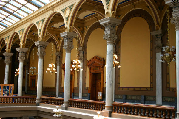 Corridor balcony in State Capitol. Indianapolis, IN.