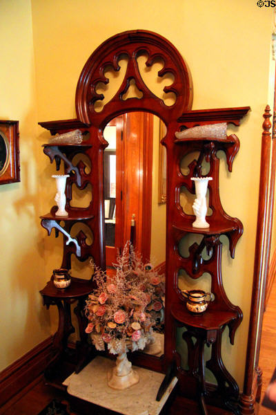 Mirrored etage with Benjamin Harrison artifacts at Benjamin Harrison Presidential Site. Indianapolis, IN.