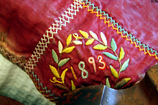 Crazy quilt (1893) detail at Benjamin Harrison Presidential Site. Indianapolis, IN.
