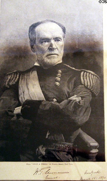 Signed Gen. W.T. Sherman graphic (1890) which Harrison had in the White House at Benjamin Harrison Presidential Site. Indianapolis, IN.