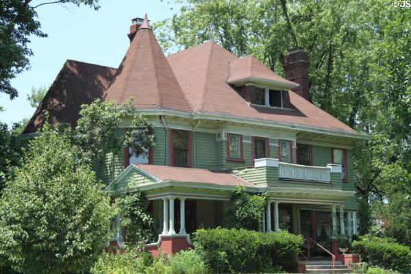 Miller-Caplow House (c1894) (825 S. 7th St.) with octagonal tower. Terre Haute, IN. Style: Neo Jacobean.