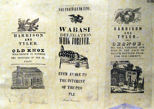 W.H. Harrison & John Tyler campaign ribbons at Grouseland. Vincennes, IN.