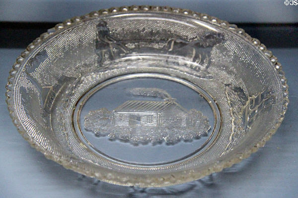Fort Meigs, Tippecanoe & William Henry Harrison pressed glass bowl at Grouseland. Vincennes, IN.