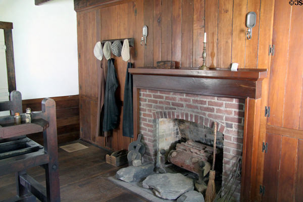 Fireplace in Elihu Stout Print Shop. Vincennes, IN.