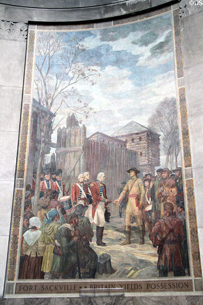Fort Sackville - Britain Yields Possession mural in Clark Memorial. Vincennes, IN.