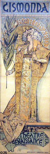 Gismonda - Sarah Bernhardt poster (1894) by Alphonse M. Mucha at Wichita Art Museum. Wichita, KS.