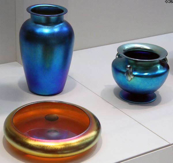 Steuben Aurene iridescent glass (c1910-20) at Wichita Art Museum. Wichita, KS.