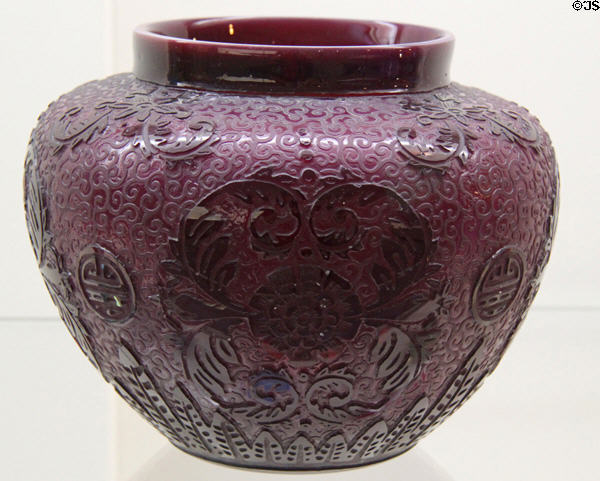 Plum Jade vase in Chang pattern (c1923) by Frederic Carder of Steuben at Wichita Art Museum. Wichita, KS.