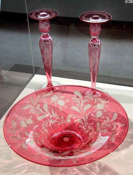 Glass console set (1925-35) by Steuben at Wichita Art Museum. Wichita, KS.