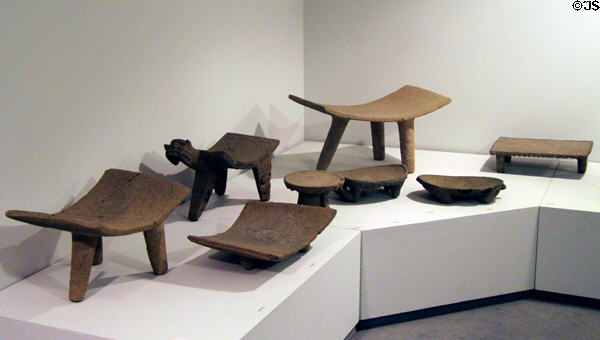 Metates stones for grinding Maize from Mesoamerica & Costa Rica at Wichita Art Museum. Wichita, KS.