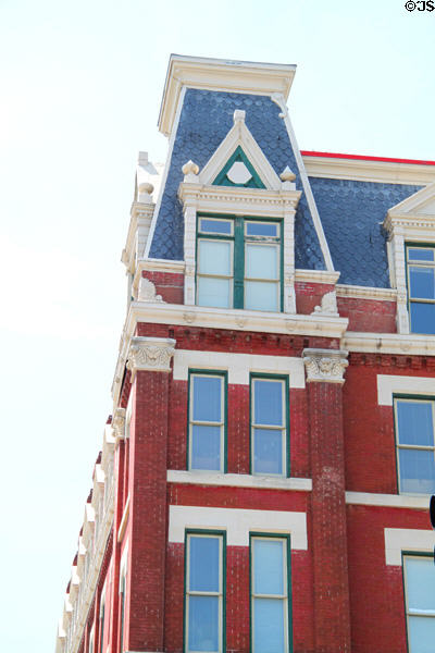 Corner Mansard tower of Eaton Hotel. Wichita, KS.