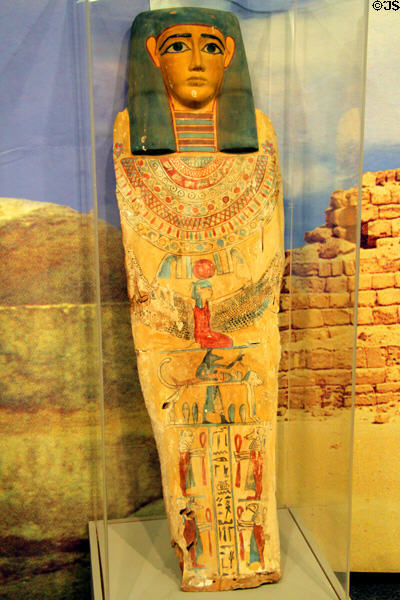 Egyptian mummy coffin cover at Museum of World Treasures. Wichita, KS.
