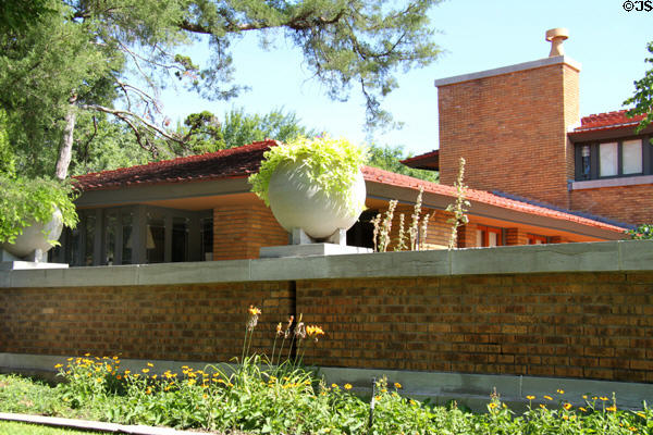 Globe planters & roofline of Allen-Lambe House. Wichita, KS.