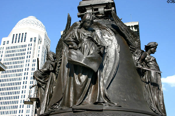 Angels of justice at base of Thomas Jefferson statue. Louisville, KY.