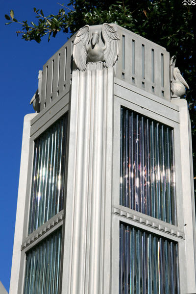 Lamp standards of State Capital Annex topped with pelicans. Baton Rouge, LA.