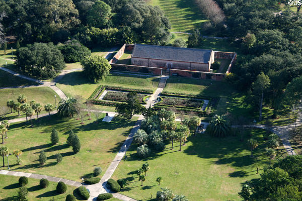 Louisiana State Capitol grounds with Old Arsenal Powder Magazine & Museum. Baton Rouge, LA.