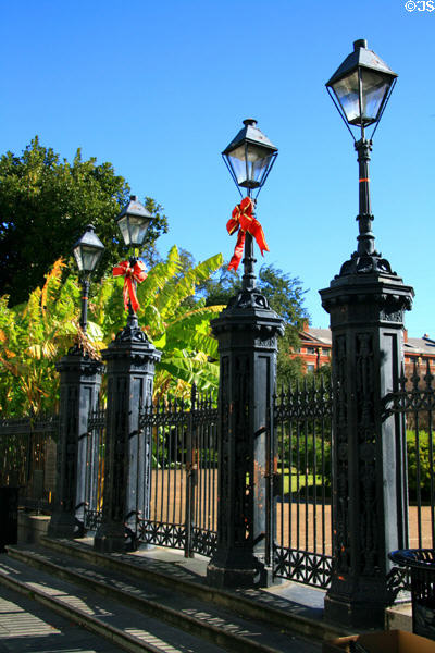 Cast iron fence (1853) of Jackson Square. New Orleans, LA.