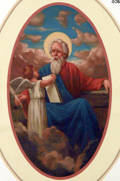 St Matthew the evangelist with winged angel on ceiling of St Louis Cathedral. New Orleans, LA.