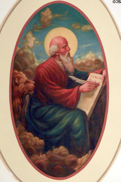 St Mark the evangelist with winged lion on ceiling of St Louis Cathedral. New Orleans, LA.