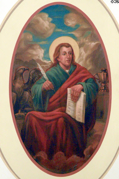 St John the evangelist with winged eagle on ceiling of St Louis Cathedral. New Orleans, LA.