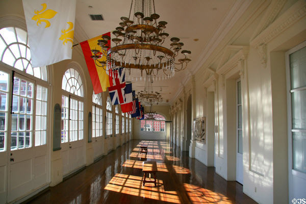 Enclosed balcony over front of Cabildo Museum. New Orleans, LA.