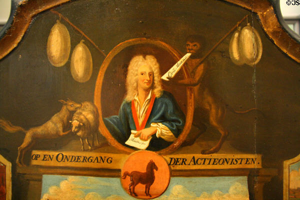 Symbolic detail of wolf devouring lamb of stock fiasco on 