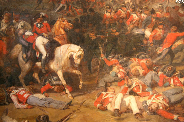 Detail of death of British General Pakenham at Battle of New Orleans in 1815 on Lami painting at Cabildo Museum. New Orleans, LA.